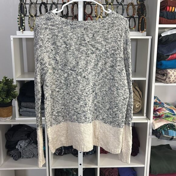 VINCE. Marled colorblock cotton blend Women's Gray and Cream Sweater - Picture 4 of 5